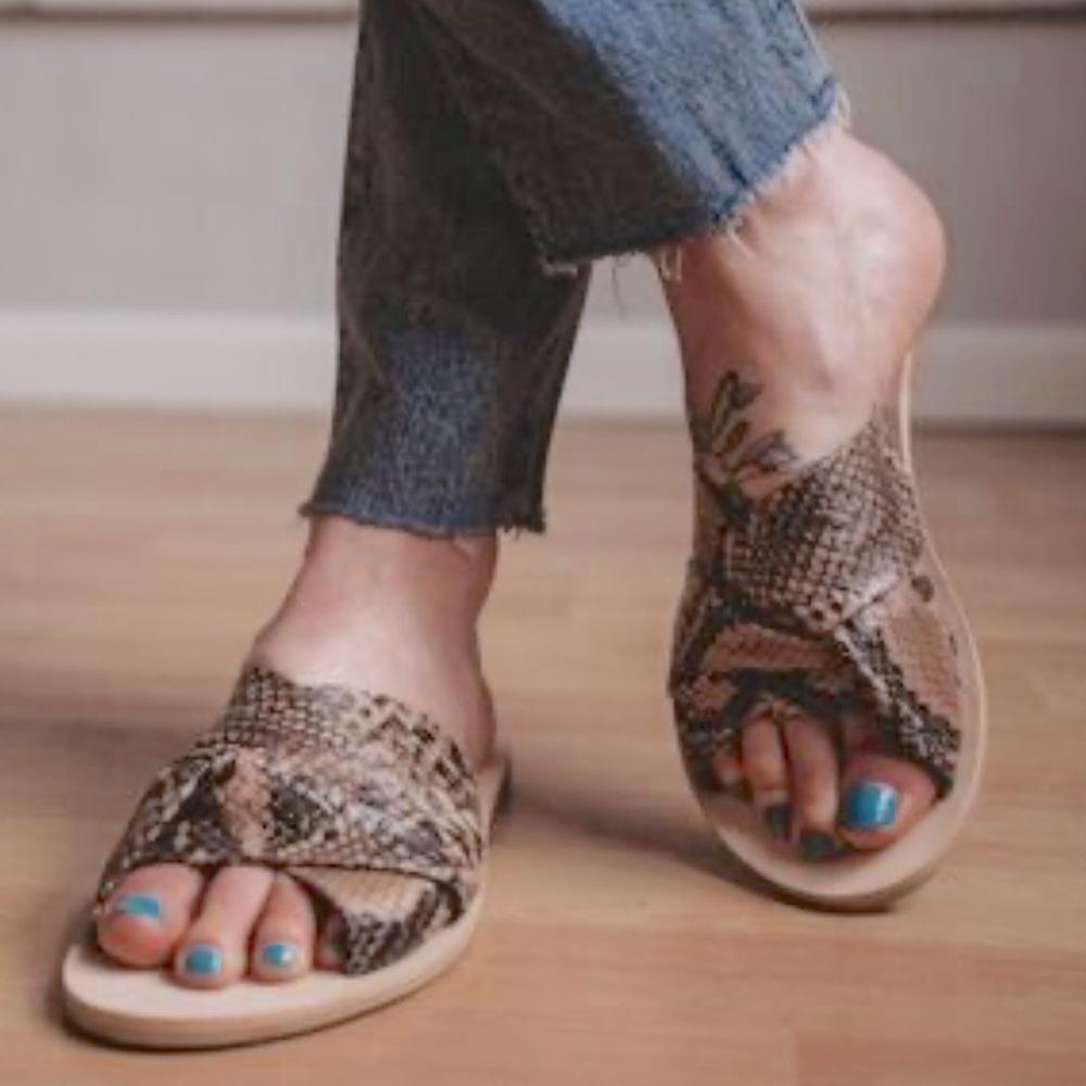 NIB [Free People] Rio Vista Brown Snake Slip-On Sandals Womens EU 36 / US 5.5 - Picture 3 of 15
